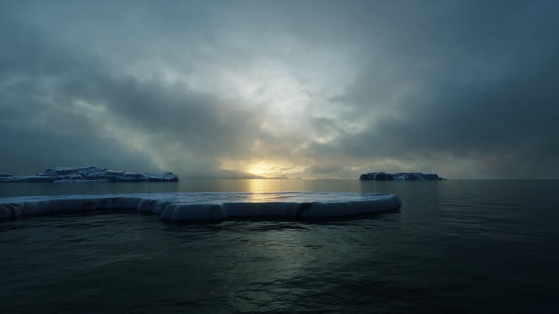 Scenic landscape with glaciers and calm sea waters